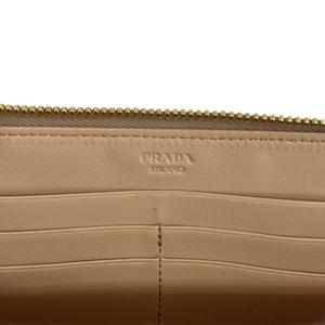 プラダ PRADA 長財布 レザー キルティング ラウンドファスナー ロゴ ゴールド金具 ベージュ /XZ ■GY18 レディース
