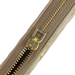 プラダ PRADA 長財布 レザー キルティング ラウンドファスナー ロゴ ゴールド金具 ベージュ /XZ ■GY18 レディース