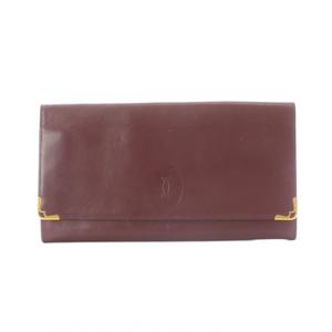 カルティエ Cartier セカンドバッグ レザー 本革 ボルドー エンボスロゴ 角金具 無地 ■GY18 /RI ■OS ■OH レディース