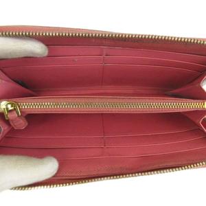 プラダ PRADA 長財布 レザー ラウンドファスナー ロゴ ゴールド金具 ピンク /XZ ■GY18 レディース
