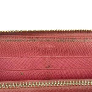 プラダ PRADA 長財布 レザー ラウンドファスナー ロゴ ゴールド金具 ピンク /XZ ■GY18 レディース
