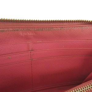 プラダ PRADA 長財布 レザー ラウンドファスナー ロゴ ゴールド金具 ピンク /XZ ■GY18 レディース