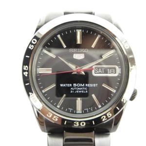 セイコー SEIKO 5 ファイブ 7S26-0210 腕時計 ウォッチ 自動巻き 黒文字盤 カレンダー付き デイト 21石 黒 ブラック ■GY18 /MQ メンズ