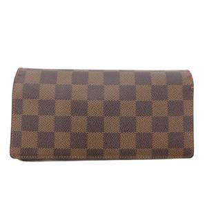 ルイヴィトン LOUIS VUITTON N60017 ダミエ ポルトフォイユ ブラザ 二つ折り 長財布 ウォレット PVC レザー 茶 ブラウン /JS レディース