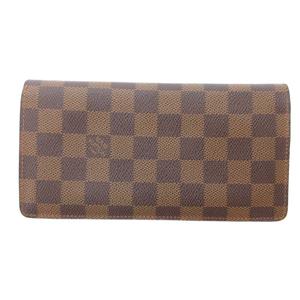 ルイヴィトン LOUIS VUITTON N60017 ダミエ ポルトフォイユ ブラザ 二つ折り 長財布 ウォレット PVC レザー 茶 ブラウン /JS レディース