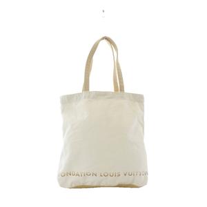 ルイヴィトン LOUIS VUITTON トートバッグ 白 ホワイト 黄色 ロゴプリント 無地 美術館限定 ■GY18 /RI ■OS ■OH 