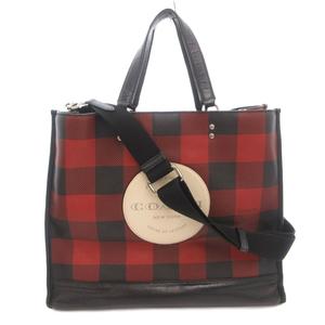 コーチ COACH ハンドバッグ ショルダー 2WAYバッグ チェック ロゴ レザー 黒 ブラック 赤 レッド C1549 /FF ■GY18 レディース