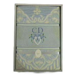 未使用品 クリスチャンディオール Christian Dior タオルブランケット タオルケット 総柄 CDロゴ 刺繍 140×190cm 水色 ライトブルー /XZ ■GY11 レディース