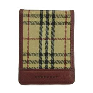 バーバリー BURBERRY カードケース パスケース 定期入れ 二つ折り キャンバス レザー ノバチェック ロゴ ボルドー ベージュ /XZ ■GY11 メンズ レディース