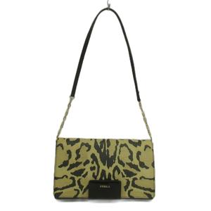 フルラ FURLA ショルダーバッグ ワンショルダー クラッチバッグ 2WAY レザー ヒョウ柄 レオパード ロゴ ゴールド金具 ベージュ 黒 ブラック /XZ ■GY18 レディース
