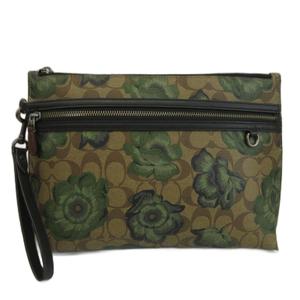 コーチ COACH セカンドバッグ クラッチバッグ PVC レザー シグネチャー 花柄 フローラル 総柄 ベージュ 緑 グリーン C3402 /XZ ■GY11 レディース