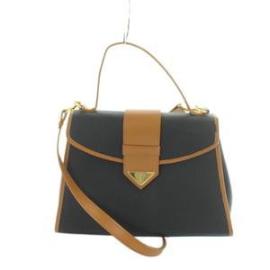 イヴサンローラン YVES SAINT LAURENT ショルダーバッグ ハンド 2Way PVC レザー 茶 ブラウン 黒 ブラック ■GY11 /MQ レディース