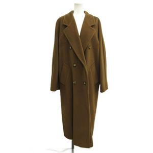 マックスマーラ MAX MARA 白タグ ヴィンテージ MADAME マダム アイコン コート アウター ウール カシミヤ 40 茶 ブラウン ダブルブレスト ロング /PP ■GY18 