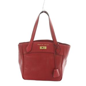 ADMJ アクセソワ Accessoires De Mademoiselle ハンドバッグ トート シュリンクレザー ロゴ 赤 レッド ■GY18 /MQ レディース