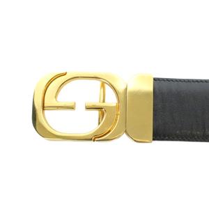 グッチ GUCCI インターロッキングG ベルト ゴールド金具 GGバックル レザー ロゴ 黒 ブラック ■GY17 /MQ ■OH レディース