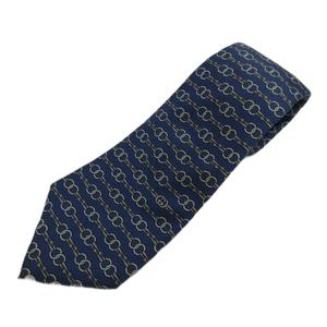 グッチ GUCCI ネクタイ 絹 シルク レギュラータイ チェーン 総柄 青 ブルー /XZ ■GY17 メンズ
