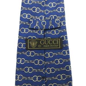 グッチ GUCCI ネクタイ 絹 シルク レギュラータイ チェーン 総柄 青 ブルー /XZ ■GY17 メンズ