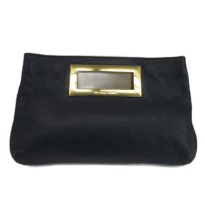 マイケルコース MICHAEL KORS クラッチバッグ パーティバッグ レザー スクエア ゴールド金具 ロゴ 紺 ネイビー 35T2GBKC2L /XZ ■GY11 レディース
