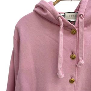 グッチ GUCCI 19AW テニス エンブロイダリー パーカー スウェット 長袖 裏地総柄 刺繍 ロゴボタン オーバーサイズ S ピンク 572808-XJBIW /XZ ■GY40 メンズ