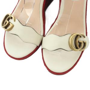グッチ GUCCI GG マーモント サンダル ウェッジソール 34 21.0cm 白 ホワイト 赤 レッド 紺 ネイビー 624409 /MI ■GY40 レディース