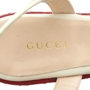 グッチ GUCCI GG マーモント サンダル ウェッジソール 34 21.0cm 白 ホワイト 赤 レッド 紺 ネイビー 624409 /MI ■GY40 レディース