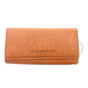 バーバリー BURBERRY キーケース サフィアーノ調 ノバチェック 4連フック サイドリング 茶 ブラウン /ML ■GY11 メンズ レディース