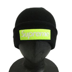 シュプリーム SUPREME × ニューエラ NEW ERA ボックスロゴ ビーニー Box Logo Beanie 帽子 ニット帽 刺繍 黒 ブラック ネオンイエロー /XZ ■GY11 メンズ レディース
