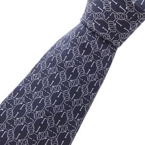 グッチ GUCCI ネクタイ シルク GGチェーン柄 紺 ネイビー /FF ■GY11 メンズ