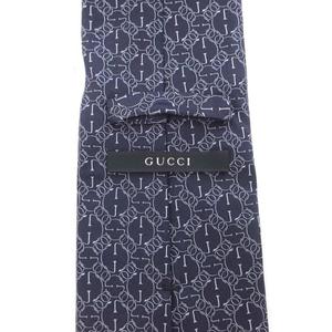 グッチ GUCCI ネクタイ シルク GGチェーン柄 紺 ネイビー /FF ■GY11 メンズ