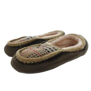バーバリー BURBERRY ボアルームシューズ スリッパ ノバチェック ベロア 茶 ブラウン /FF ■GY18 レディース