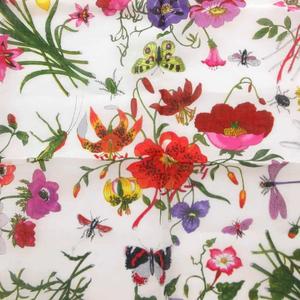 グッチ GUCCI スカーフ 花柄 フローラプリント シルクツイル 白 ホワイト 紺 ネイビー /FF ■GY11 レディース