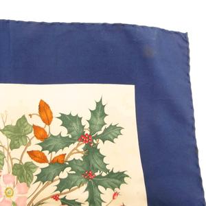 グッチ GUCCI ヴィンテージ オールド スカーフ チーフ 花がら 紺 ネイビー /JS ■GY18 レディース