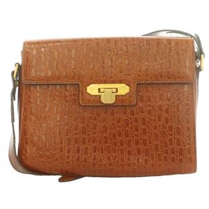 ヴァレンティノ ガラヴァーニ VALENTINO GARAVANI ショルダーバッグ レザー クロコ型押し ロゴ 金具 茶 ブラウン /SS ■OS ■GY18 レディース