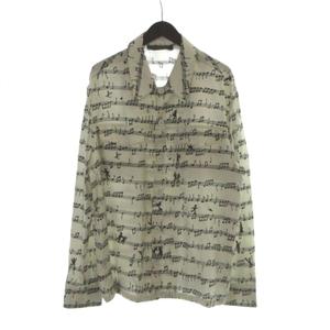 ルイヴィトン LOUIS VUITTON 23SS 音符 総柄 ミリタリー シルク シャツ 長袖 ロゴ 楽譜 M ライトグレー 黒 ブラック RM231M SV8 HOS20W ■GY18 /MQ メンズ