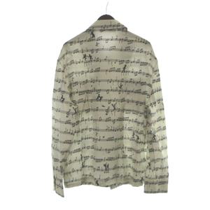 ルイヴィトン LOUIS VUITTON 23SS 音符 総柄 ミリタリー シルク シャツ 長袖 ロゴ 楽譜 M ライトグレー 黒 ブラック RM231M SV8 HOS20W ■GY18 /MQ メンズ