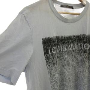 ルイヴィトン LOUIS VUITTON ノイズ グラデーション ロゴ Tシャツ カットソー 半袖 クルーネック L 水色 ライトブルー RM121M H1JR14JEZ /XZ ■GY17 メンズ