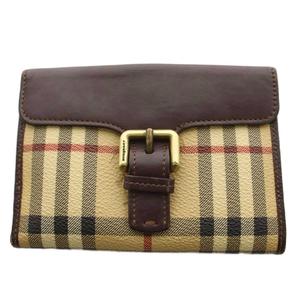 バーバリー BURBERRY ノバチェック 財布 二つ折り 小銭入れ PVCコーティングキャンバス レザー ベージュ 茶 ブラウン /AN ■GY18 レディース