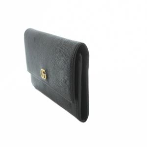 グッチ GUCCI 長財布 ロングウォレット フラップ 小銭入れ レザー 黒 ブラック 456116 /MI ■OH ■GY11 メンズ