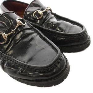 グッチ GUCCI ホースビット ローファー モカシン パテントレザー 35 1/2 黒 ブラック 1016105 /KU ■GY1 レディース