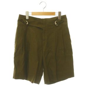 グッチ GUCCI ハーフパンツ ショートパンツ ベルトデザイン リネン 38 カーキ 171894 /DF ■GY18 レディース