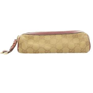 グッチ GUCCI コスメポーチ ペンケース GGキャンバス ロゴ レザー ベージュ ボルドー /SS ■OS ■OH ■GY11 レディース