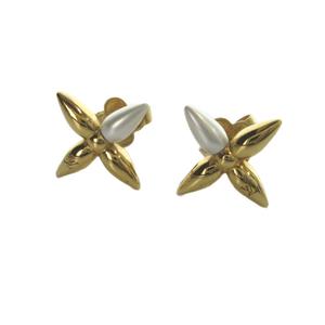 ルイヴィトン LOUIS VUITTON M00950 LOUISETTE EARRING ピアス アクセサリー 両耳用 モノグラム フラワー フェイクパール ゴールド色 ■GY18 /MQ ■OH レディース