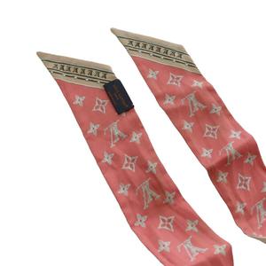 ルイヴィトン LOUIS VUITTON バンドーBB・LVディテールズ スカーフ 総柄 シルク ロゴ ピンク グレー /SS ■OS ■OH ■GY18 レディース