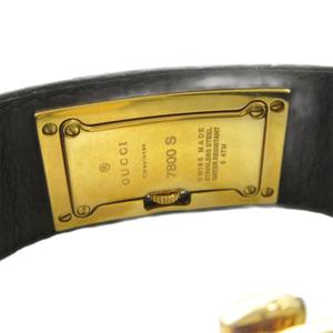 グッチ GUCCI ジャンク品 7800S 腕時計 ウォッチ クォーツ レザー 黒文字盤 ゴールド色 黒 ブラック ■GY18 /MQ ■OH レディース