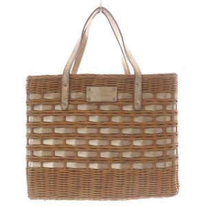 ケイトスペード KATE SPADE ラタンバスケットトートバッグ かごバッグ レザー ロゴ ベージュ /YO12 ■GY18 レディース