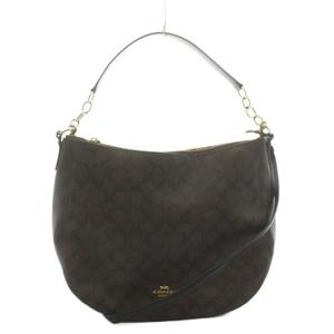 コーチ COACH シグネチャー ハンドバッグ ショルダーバッグ ワンハンドル レザー PVC 茶 ブラウン F39527 /AN ■GY05 レディース