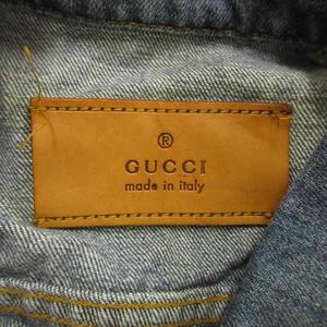 グッチ GUCCI デニムジャケット Gジャン ジージャン アウター ヴィンテージ加工 48 L 青 ブルー /XZ ■GY42 メンズ