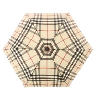 バーバリー BURBERRY 雨傘 折りたたみ傘 ノバチェック レザー ベージュ /SR ■GY18 レディース