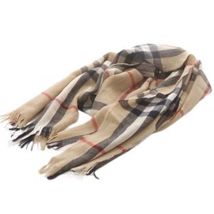 バーバリー BURBERRY ストール ノバチェック フリンジ カシミア混 ベージュ /SR ■GY18 レディース