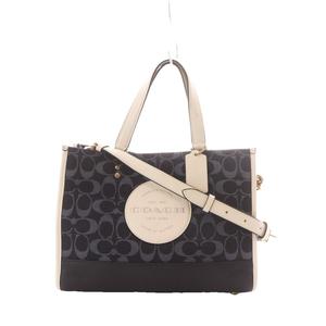 コーチ COACH デンプシー キャリーオール シグネチャー ジャカード ウィズ パッチ ハンドバッグ ショルダーバッグ 2way 紺 ネイビー 白 ホワイト パッチ レザー C2826 /RI ■OS レディース